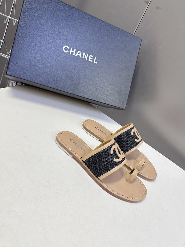 CC Spring Summer 2026 Mules Beige Black Raffia Lambskin 635522