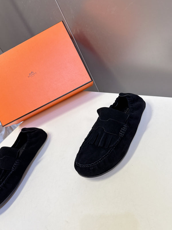 HM 26S Nod Loafers 1.5cm Black Suede 113812