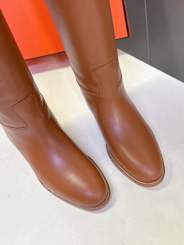 HM 26S Over The Knee Jumping Boots 2.5cm Tan Leather 113817
