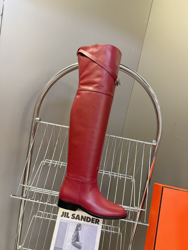 HM 26S Over The Knee Jumping Boots 2.5cm Burgundy Leather 113818