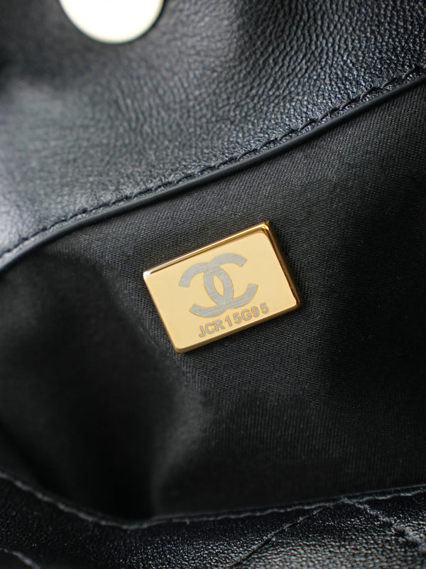 CC 26s Maxi Small Hobo Bag Black Shiny Lambskin GHW