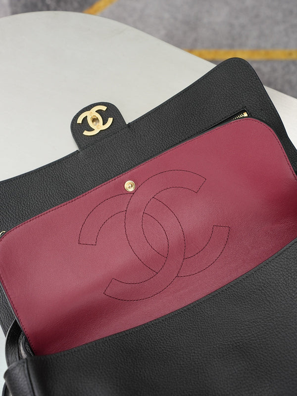 CC 26s Maxi Flap Bag 32cm Black Calfskin GHW