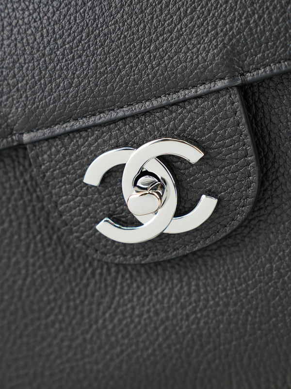 CC 26s Maxi Flap Bag 39cm Black Calfskin SHW
