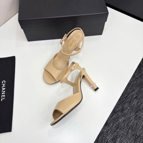 CC 25 Heel Sandals 80mm Beige Lambskin 368821