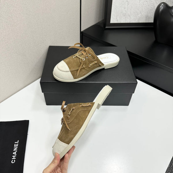 CC 26s Mules Flat Brown Suede Leather 109165
