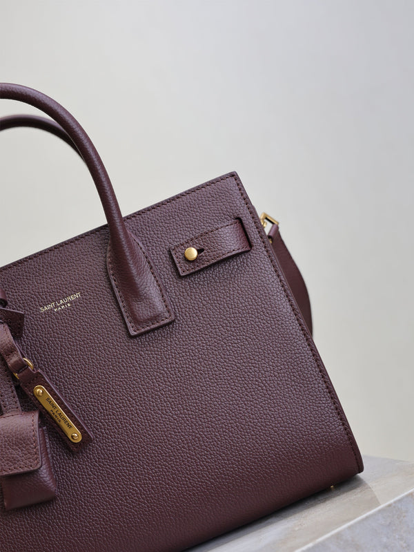Prada Sac De Jour Nano 26cm Dark Burgundy Grain Cowhide GHW
