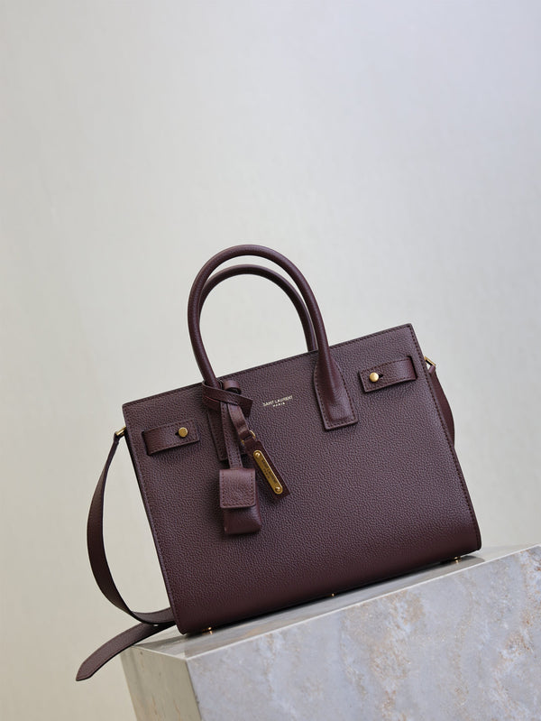 Prada Sac De Jour Nano 26cm Dark Burgundy Grain Cowhide GHW