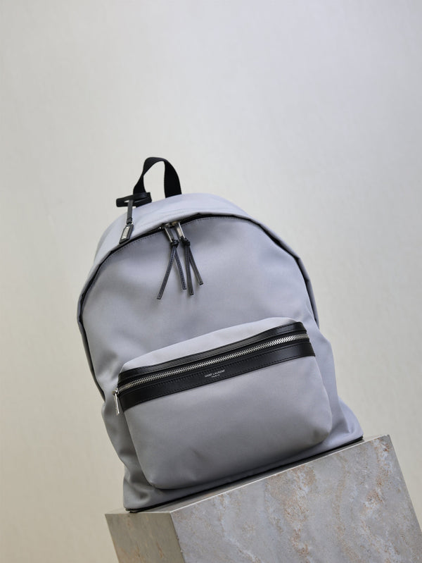 Prada City Backpacks Light Gray Cowhide Cotton