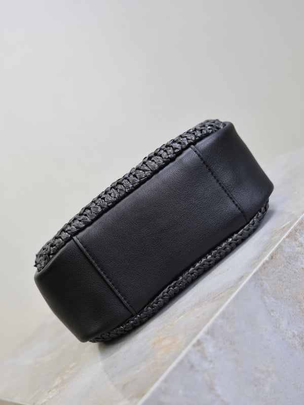 Prada LE 5A7 Mini 15cm Black Raffia Leather GHW
