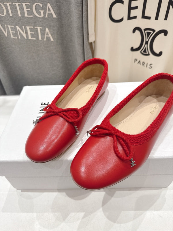 CL 26s Ballet Flats In Red Calfskin With Bow