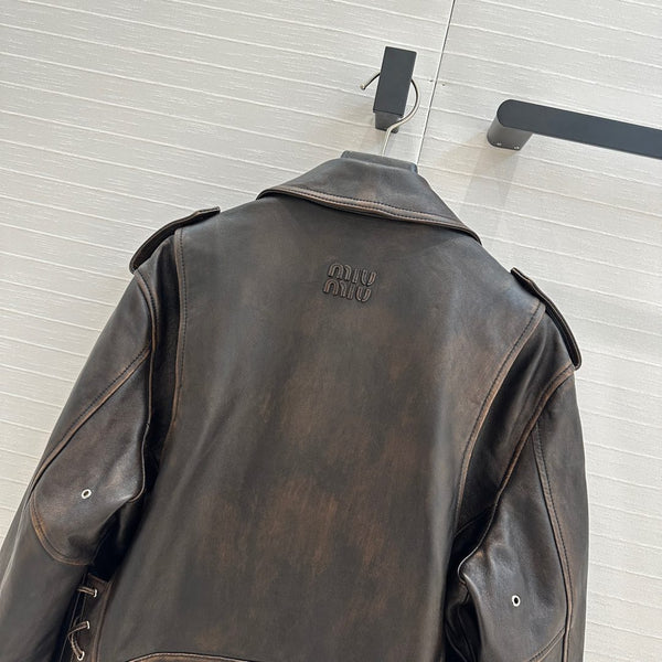Miu Miu 25 Jacket Black Brown Sheepskin