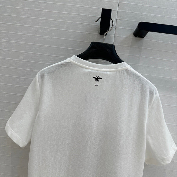 CD Heart T-shirt White Cotton Polyester