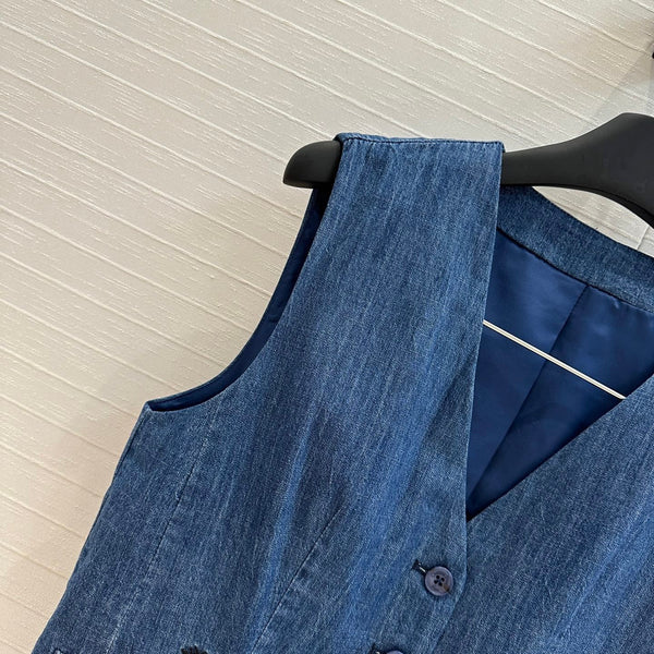 CD 25 Denim Vest Blue Cotton