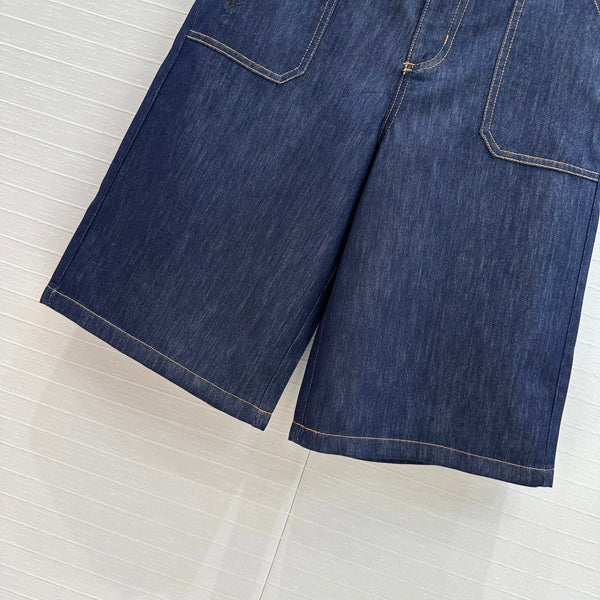 CD 25 Straight-leg Half-length Pants Blue Cotton