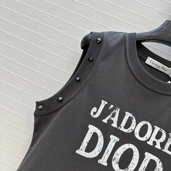 CD 25 J'Adore Dior Vest T-shirt Dark Gray Cotton