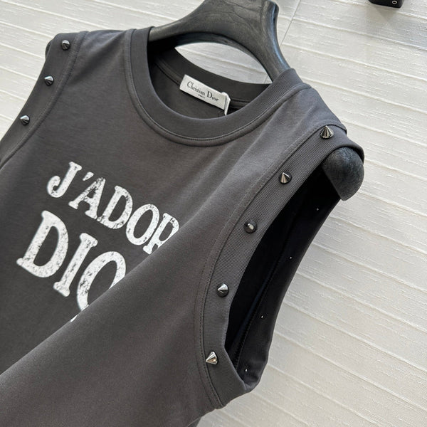 CD 25 J'Adore Dior Vest T-shirt Dark Gray Cotton