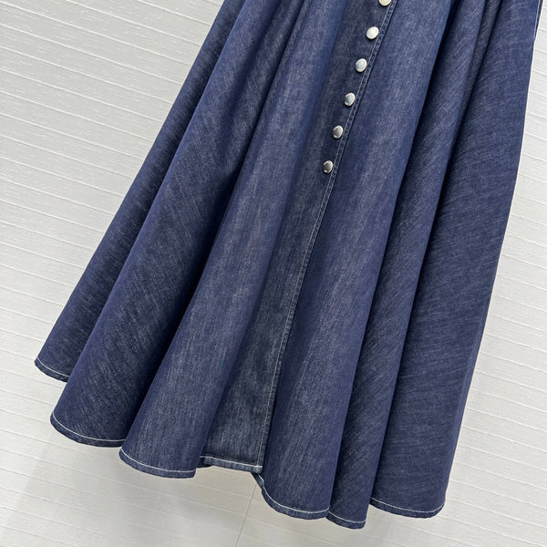 CD 25 Denim Long Skirt Blue Cotton