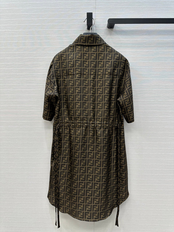 Fendi 25 Shirt Dress Khaki Silk