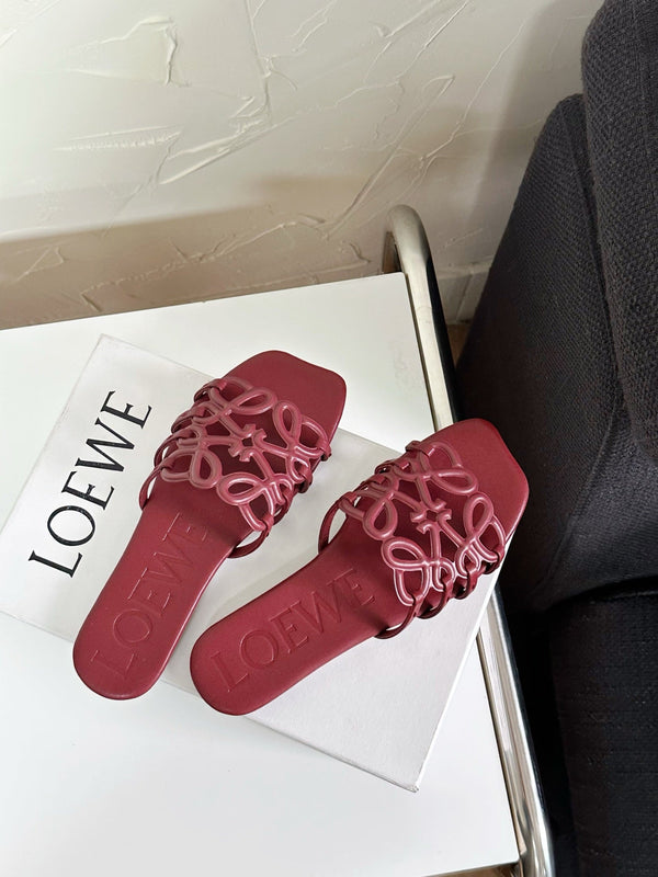Petal Anagram Slide in Burgundy Soft Calfskin 273518