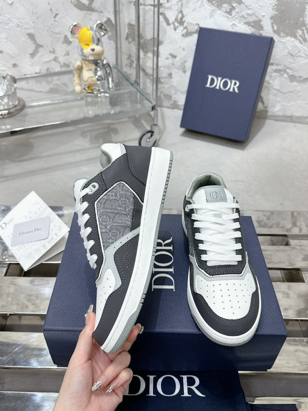 CD B27 Low-Top Sneaker 30mm In Grey Black Monogram Calfskin 100801
