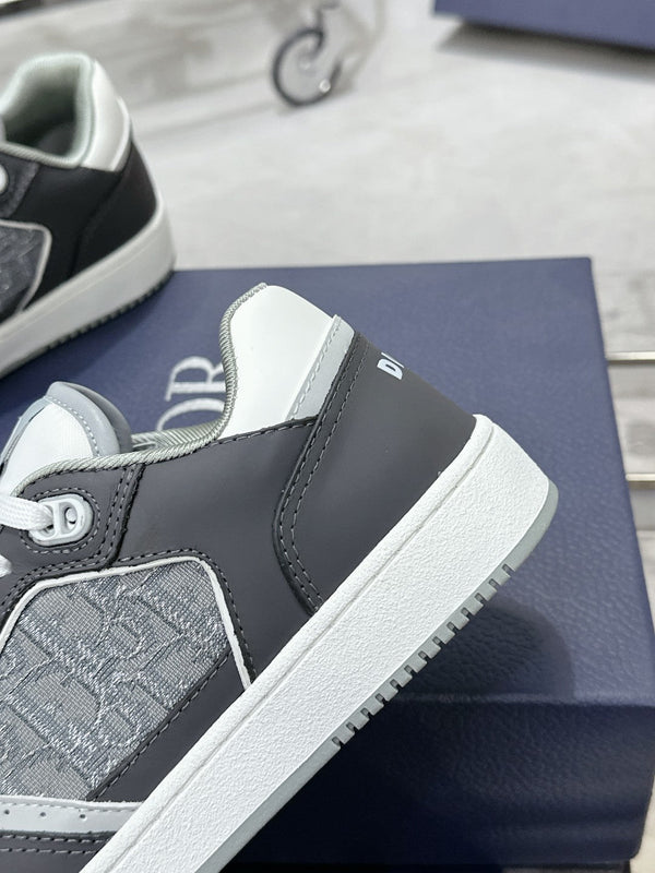 CD B27 Low-Top Sneaker 30mm In Grey Black Monogram Calfskin 100801