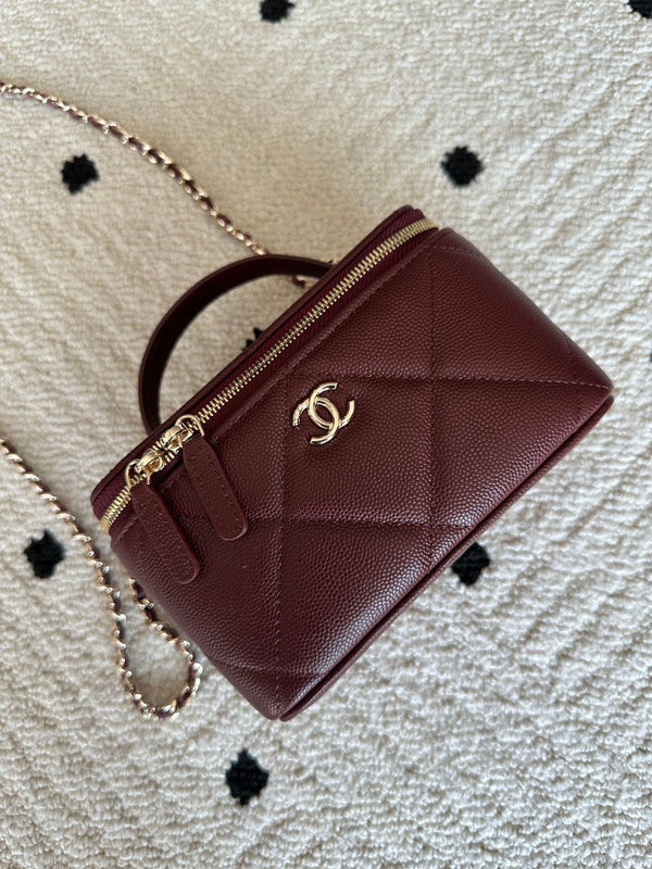 Chanel 2025 Vanity 17cm Bag Burgundy Caviar Leather 320301
