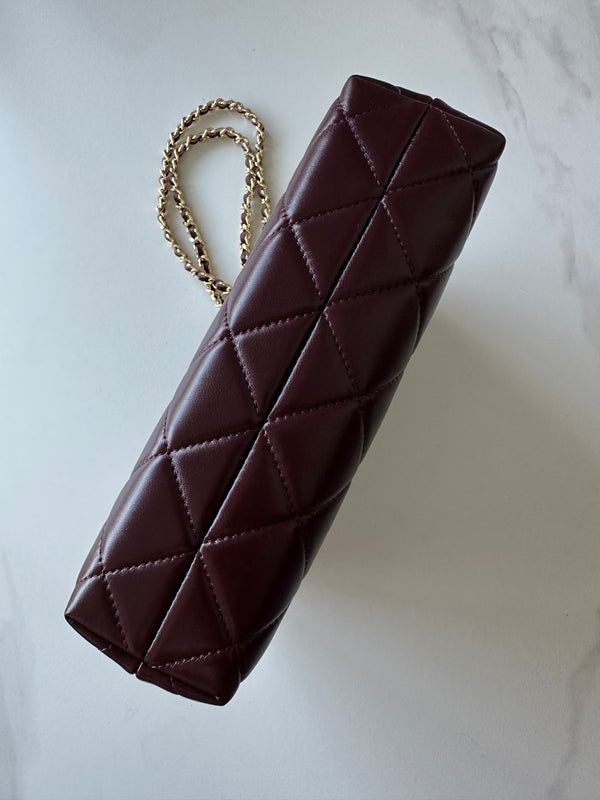 CC Mini Shopping Wine 24cm Red Quited Lambskin 292270