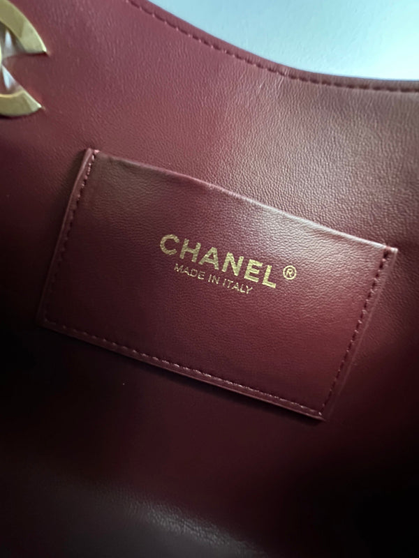 CC Mini Shopping Wine 24cm Red Quited Lambskin 292270