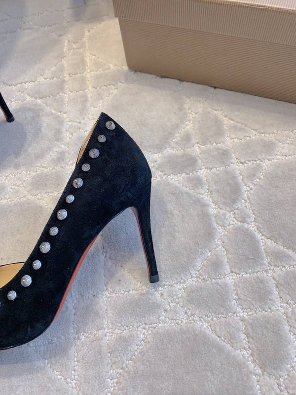 CL Irishell 85 Studded d'Orsay Pumps Black Suede 177126