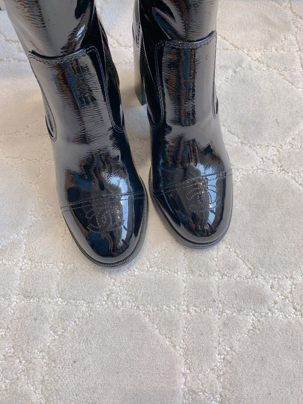 CC 25 Heeled Long Boot Black Patent Leather 516683
