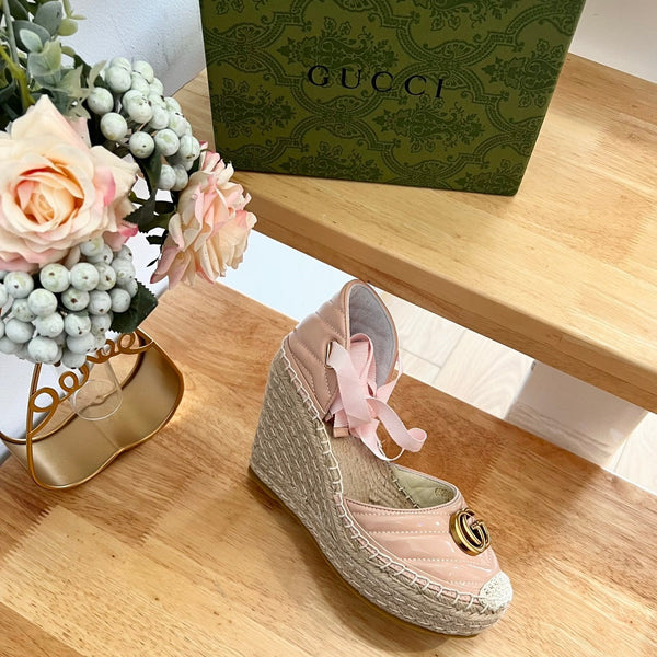 GG Crochet platform Espadrilles Blush Pink
