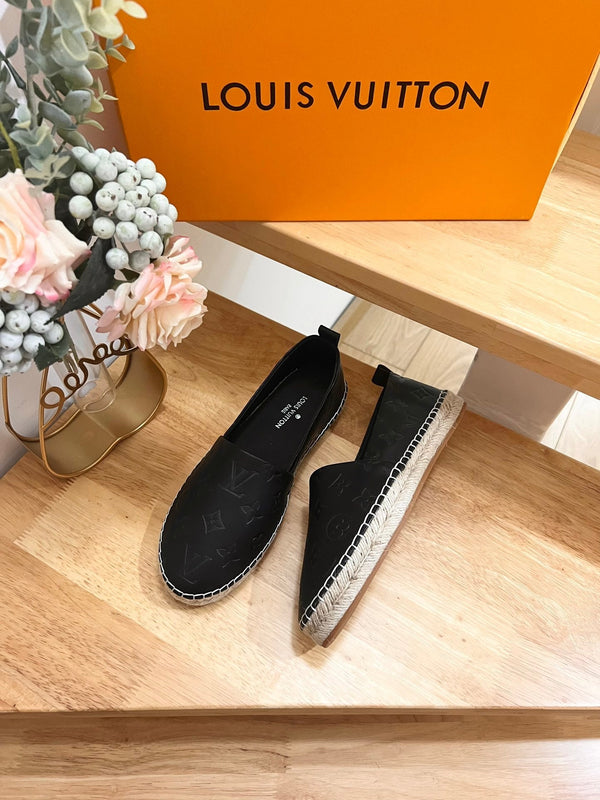 LV Embossed Espadrilles Black Sheepskin 240628