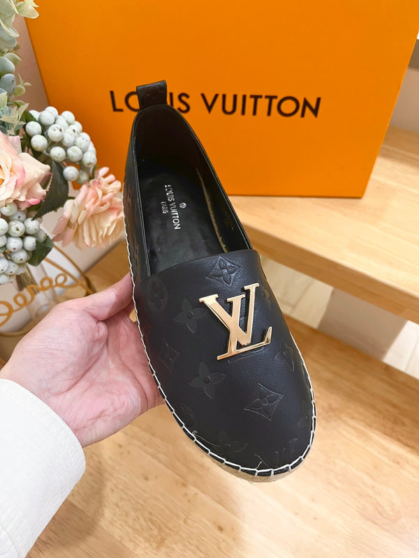 LV Embossed Fisherman Espadrilles Black Sheepskin 240629