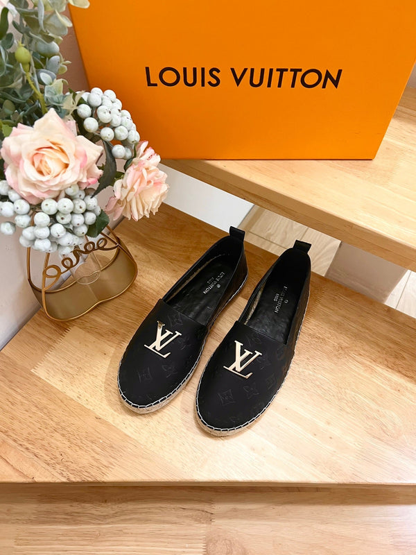 LV Embossed Fisherman Espadrilles Black Sheepskin 240629