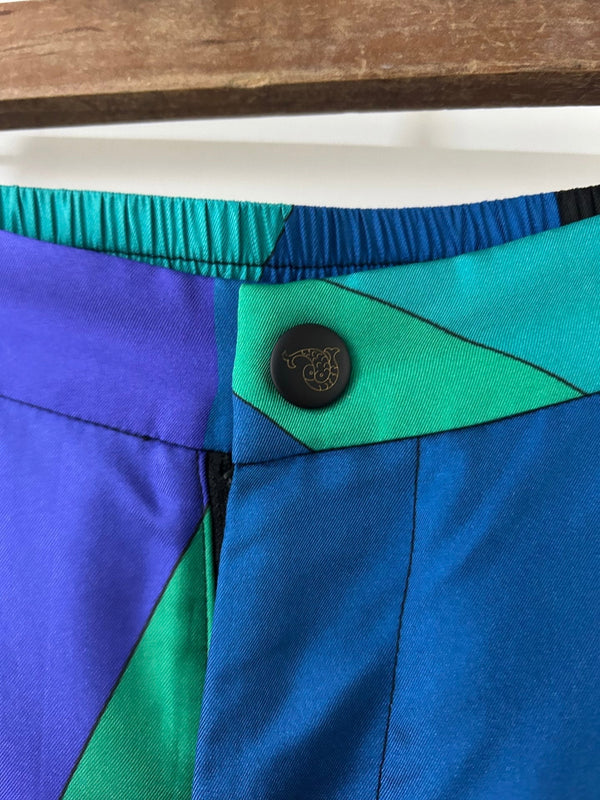 Pucci 26s Stella-Print Silk Pant Green Blue Silk 391095