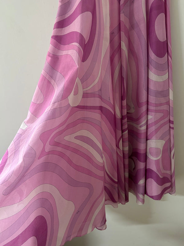 Pucci 26s Stella-Print Silk Maxi Dress Hot Pink Silk 391092