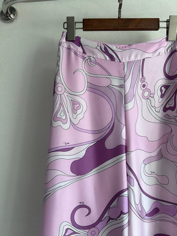 Pucci 26s Stella-Print Silk Pant Purple Silk 391066