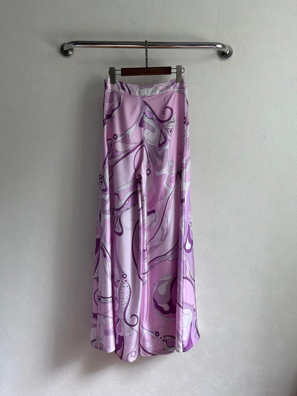 Pucci 26s Stella-Print Silk Pant Purple Silk 391066