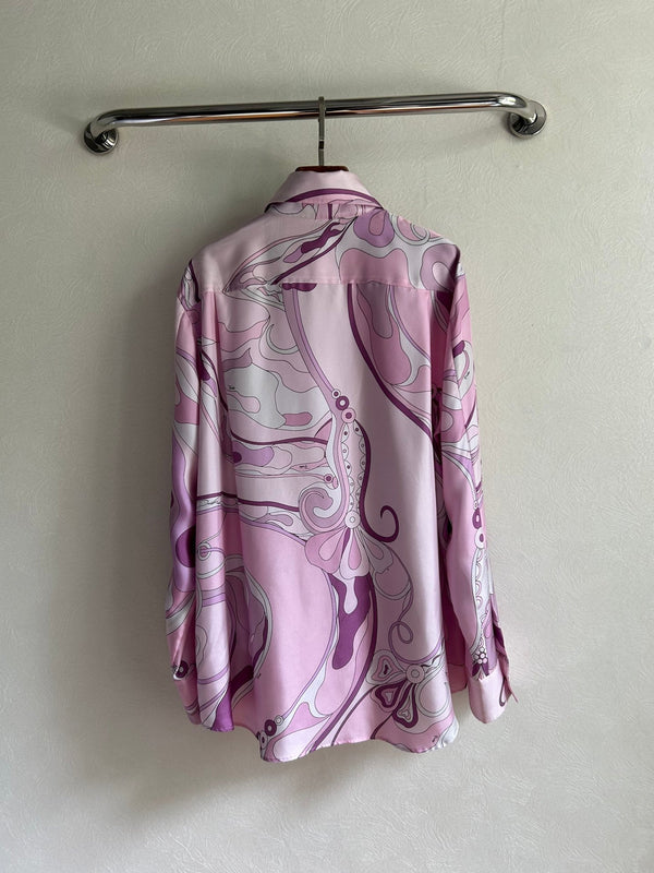 Pucci 26s Stella-Print Silk Shirt Purple Silk 391067