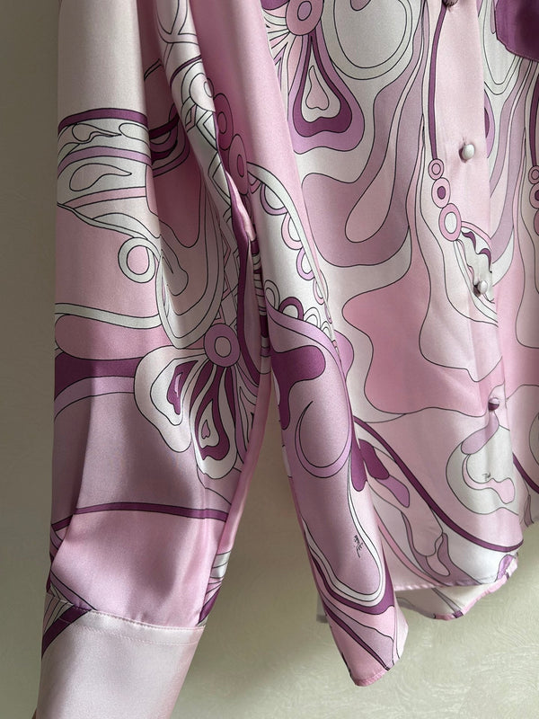 Pucci 26s Stella-Print Silk Shirt Purple Silk 391067
