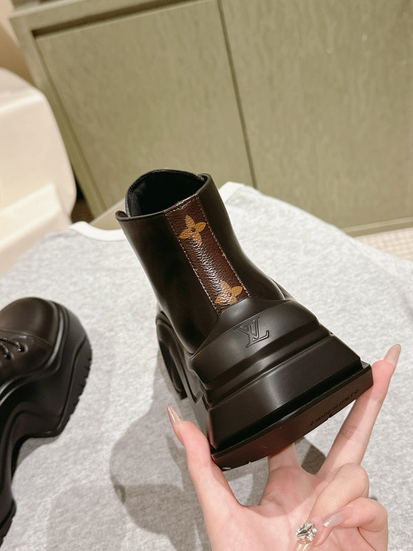 LV Archlight Platform Ankle Boots 5cm Black Cowhide 555603