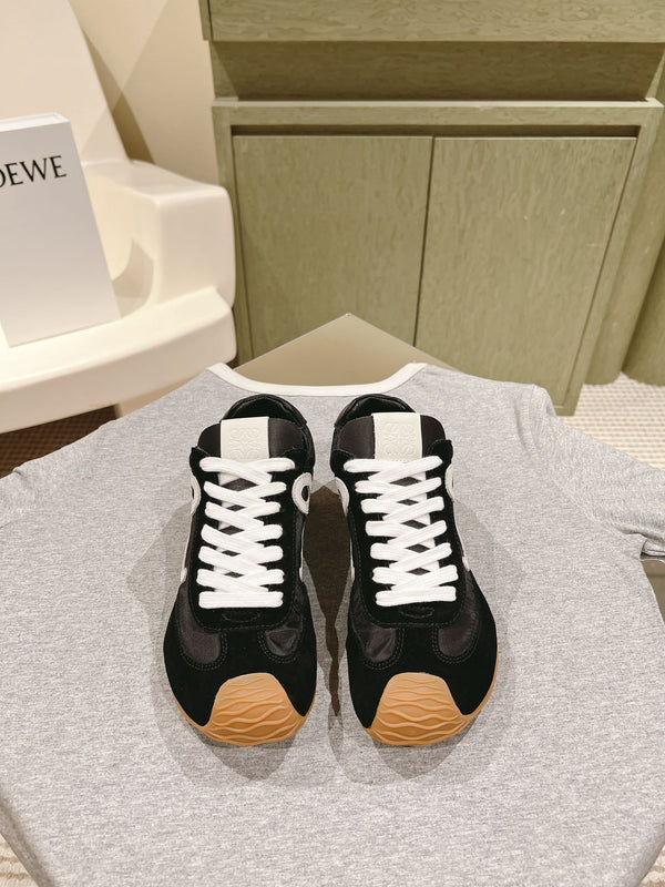 Loewe 2025 Ballet Runner 2.0 Sneaker Black White Suede 556041