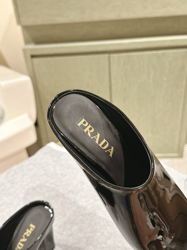 Prada Mules 85mm Black Patent Leather 449617