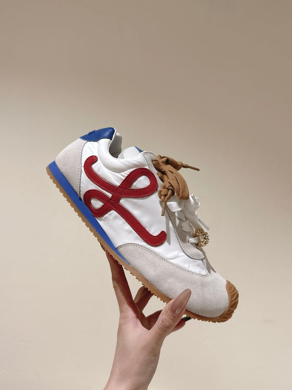 Loewe 2025 Ballet Runner 2.0 Sneaker White Blue Suede Nylon Leather 556046