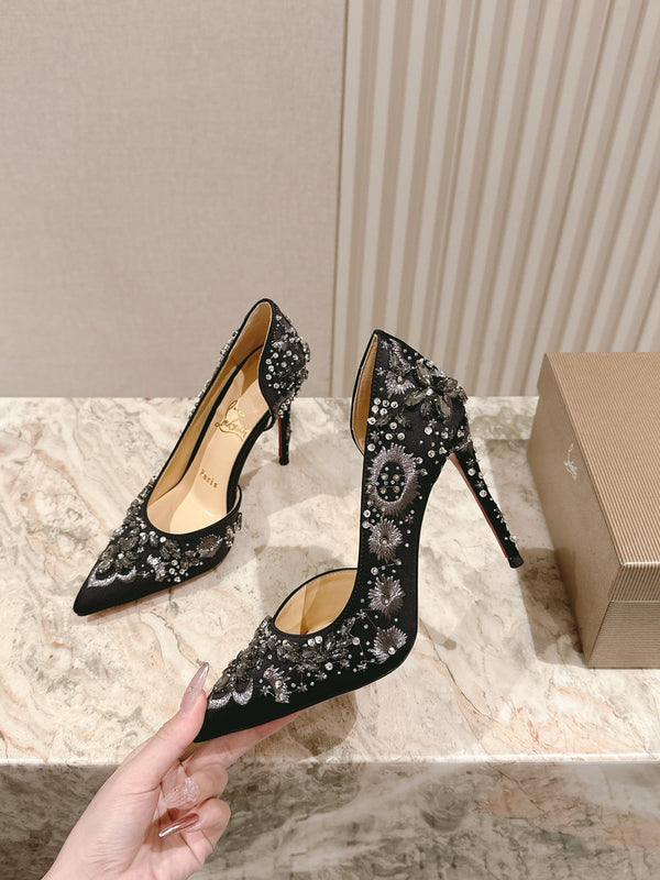 CL 25 Embellished Pumps Black Imported Original Special 346313