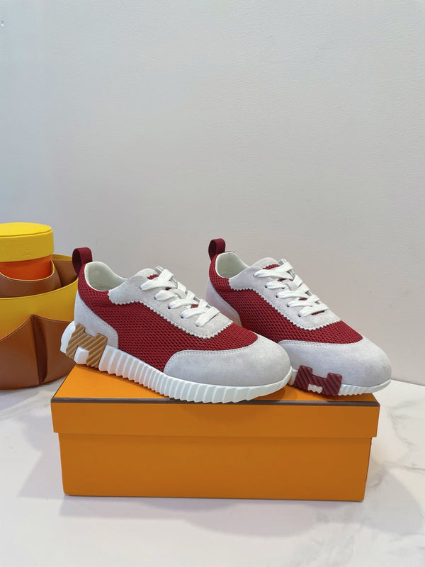HM Bouncing sneaker Beige Gray mix Red Fabric with Suede 212285