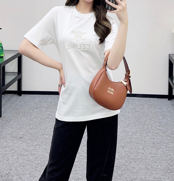Celine Triomphe Embroidered T-shirt Cotton 351314