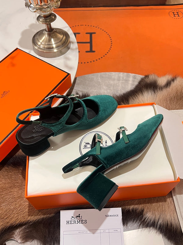 HM Jackie 50 Pump Teal Green Velvet 680232