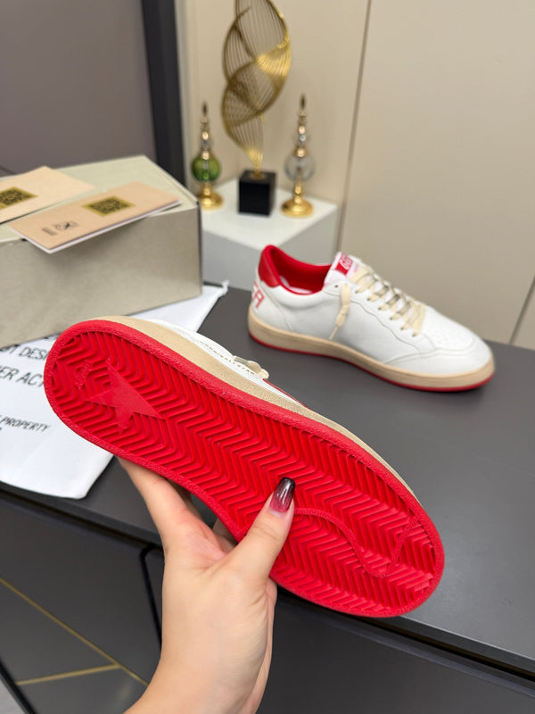 Golden Goose 26s Ball Star Sneakers Red White Leather 735901