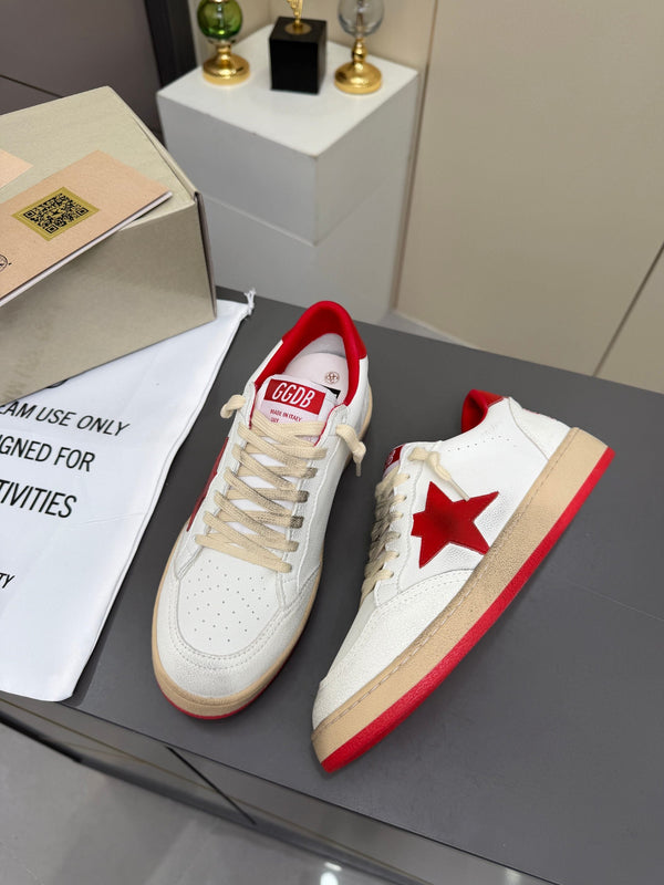 Golden Goose 26s Ball Star Sneakers Red White Leather 735901
